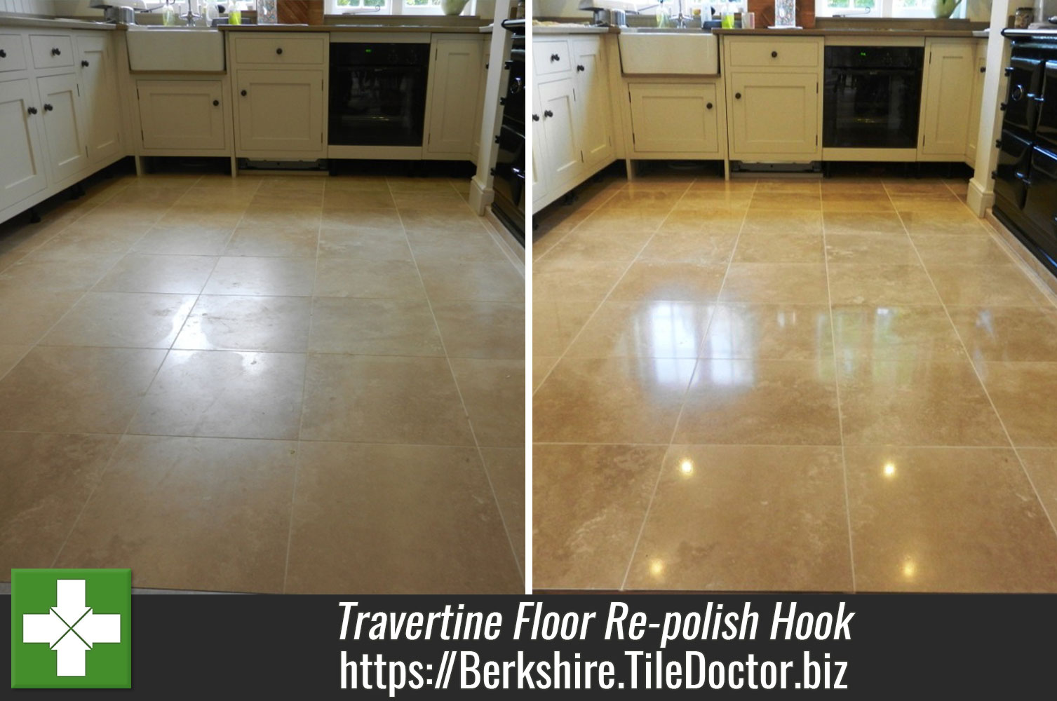 Travertine Floor Re-polish in Hook