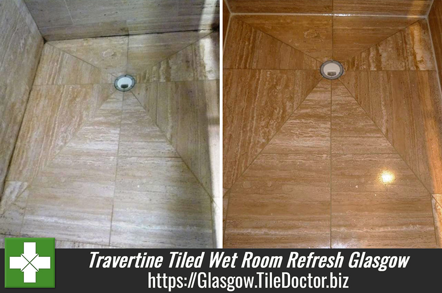 Travertine Tiled Wet Room Refresh in Glasgow