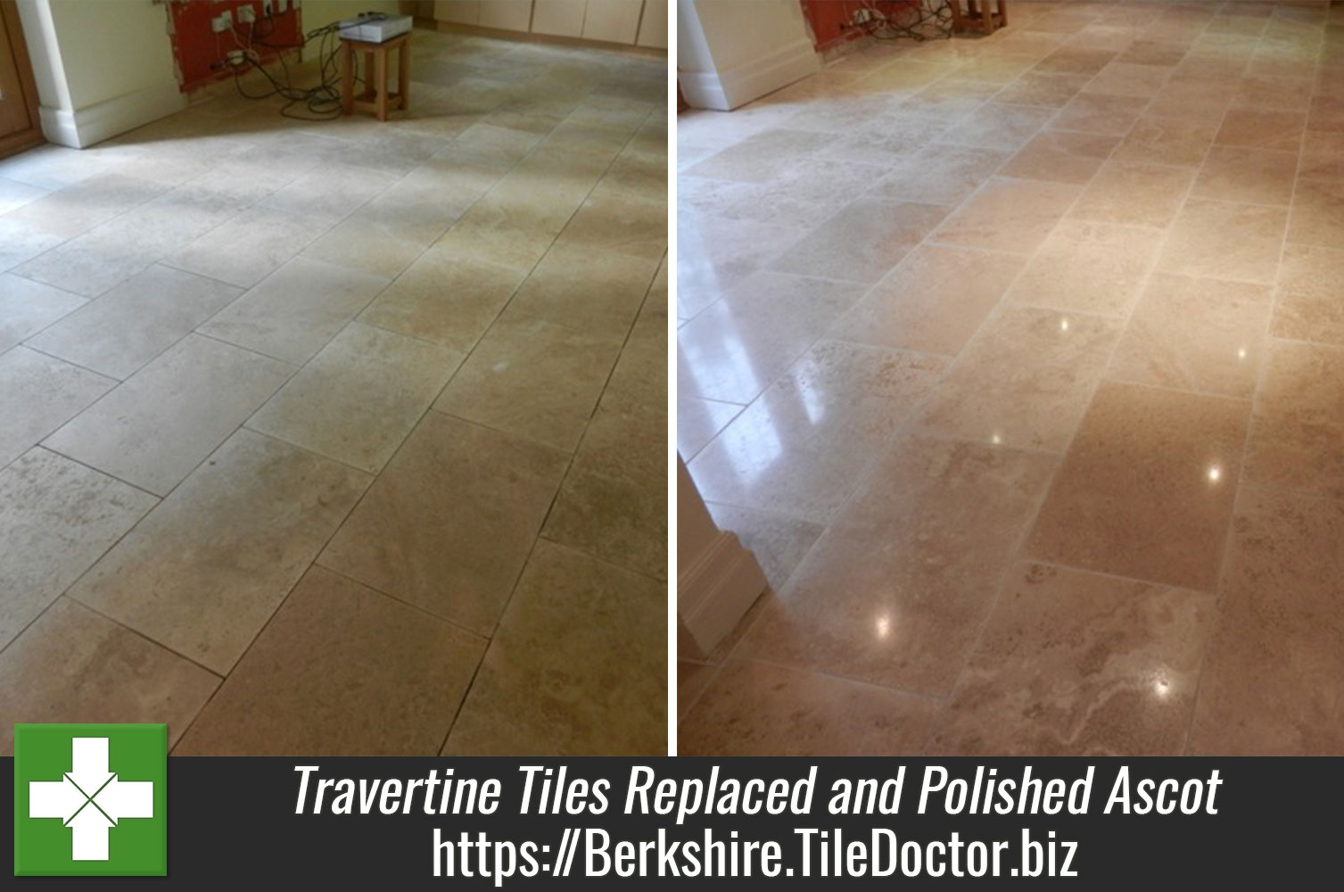 Travertine Tiles Replaced and Polished in Ascot