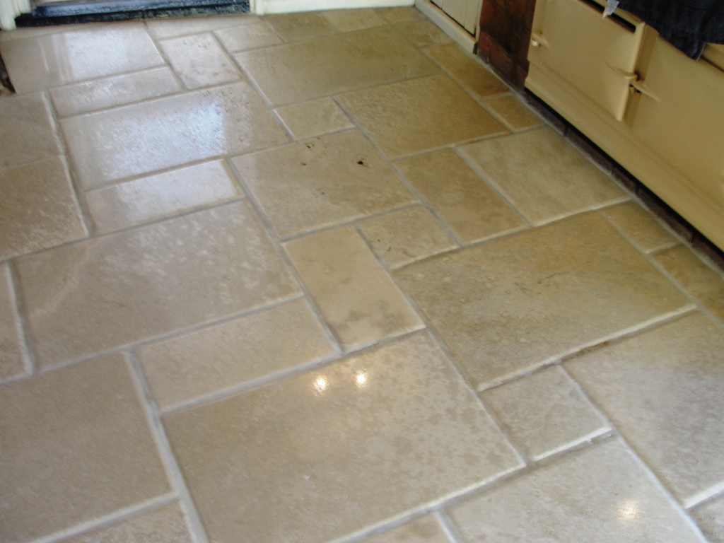 Travertine Tiles in Dunmow Office After Cleaning