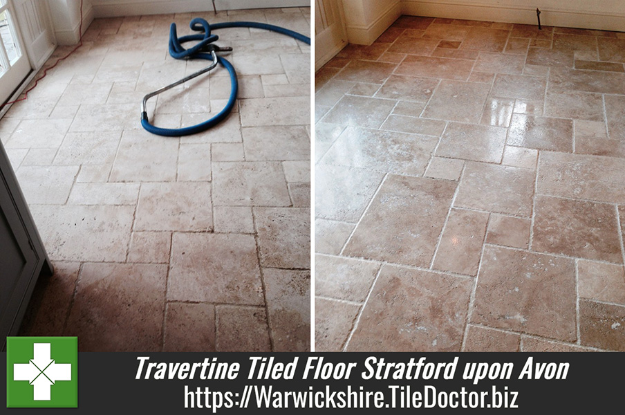 Travertine Tiled Floor Polished in Stratford-upon-Avon