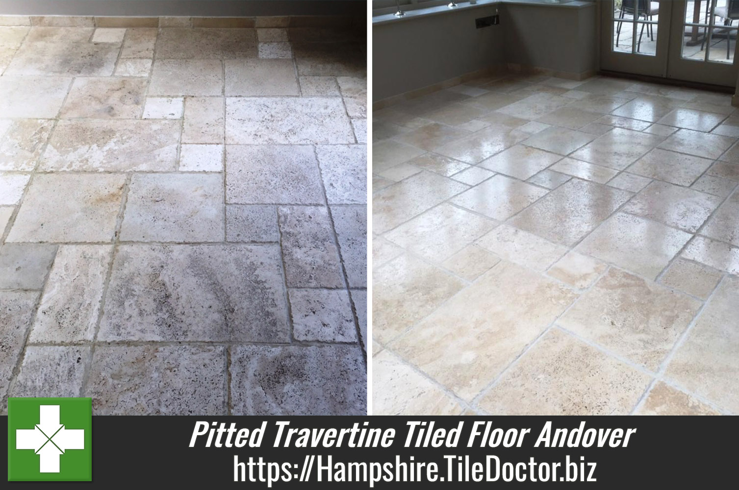 Pitted Travertine Tiled Floor Rejuvenated in Andover