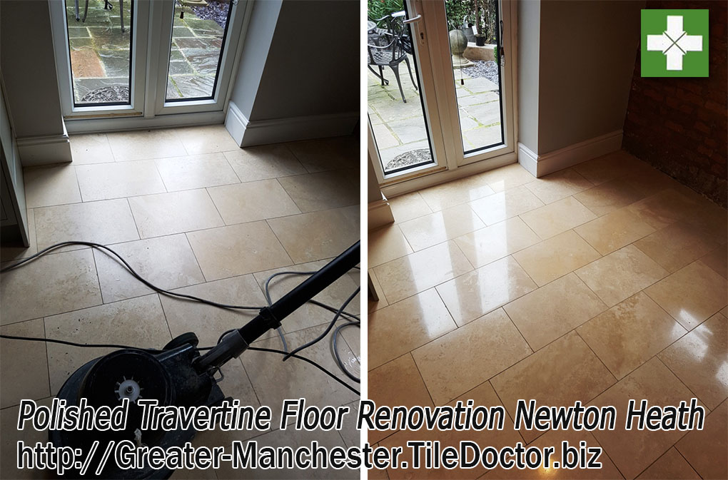 Renovating Dull Travertine Tiles in Newton Heath