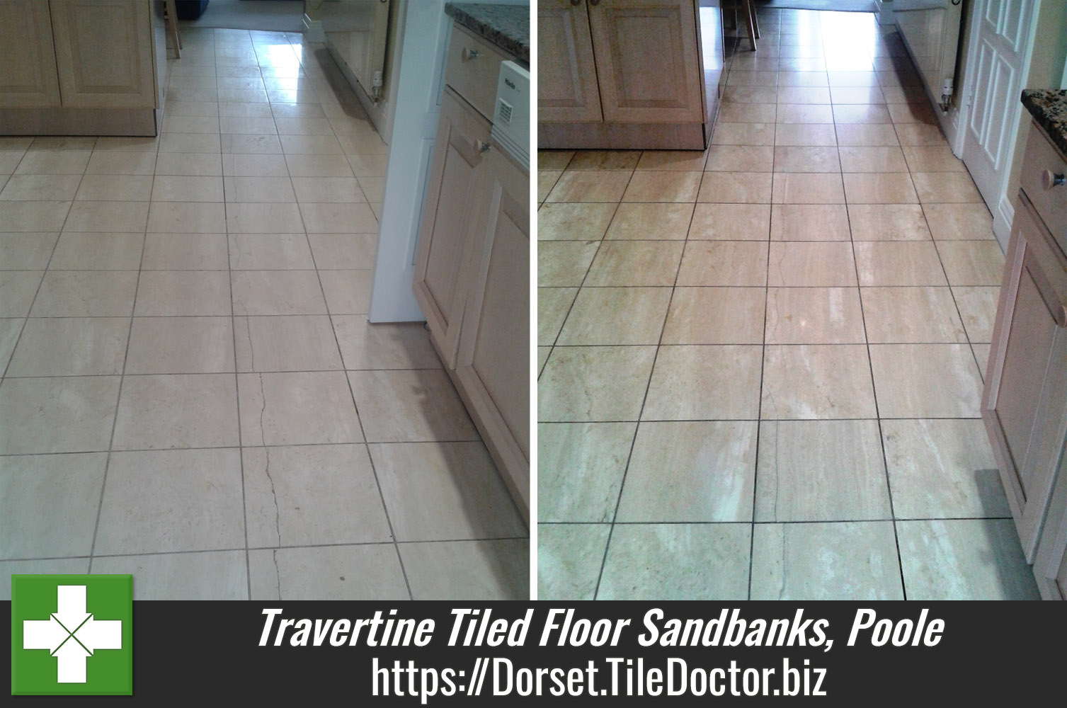 Repairing and Sealing a cracked Travertine tiled floor in Sandbanks Poole