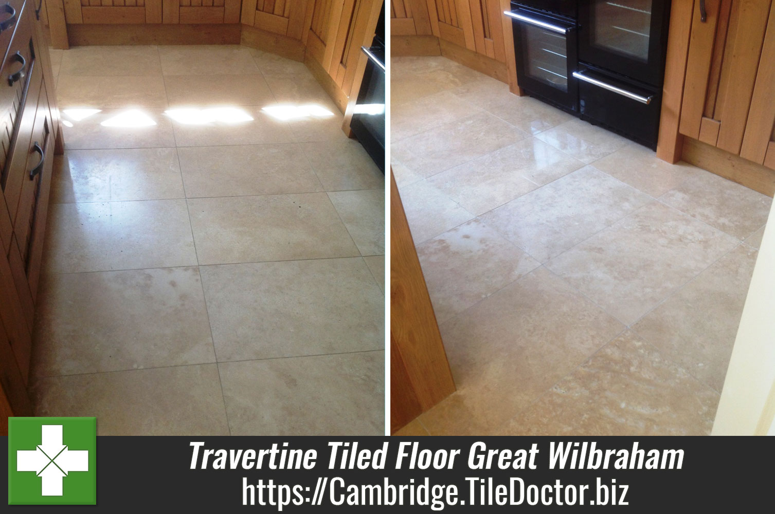 Travertine Tiled Floor Stripped and Polished in Great Wilbraham