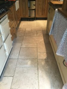 Tumbled Travertine Kitchen Floor After Cleaning Clophill Village