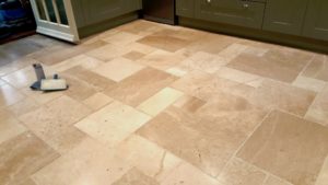 Travertine Kitchen Floor After Cleaning and Sealing Lincoln