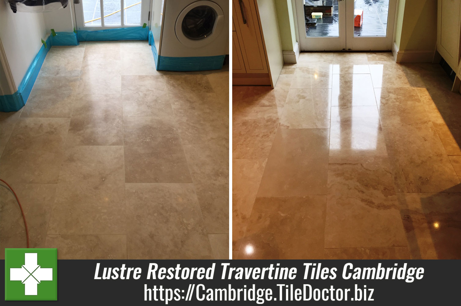 Lustre Restored to Large Area of Travertine Tiles in Cambridge
