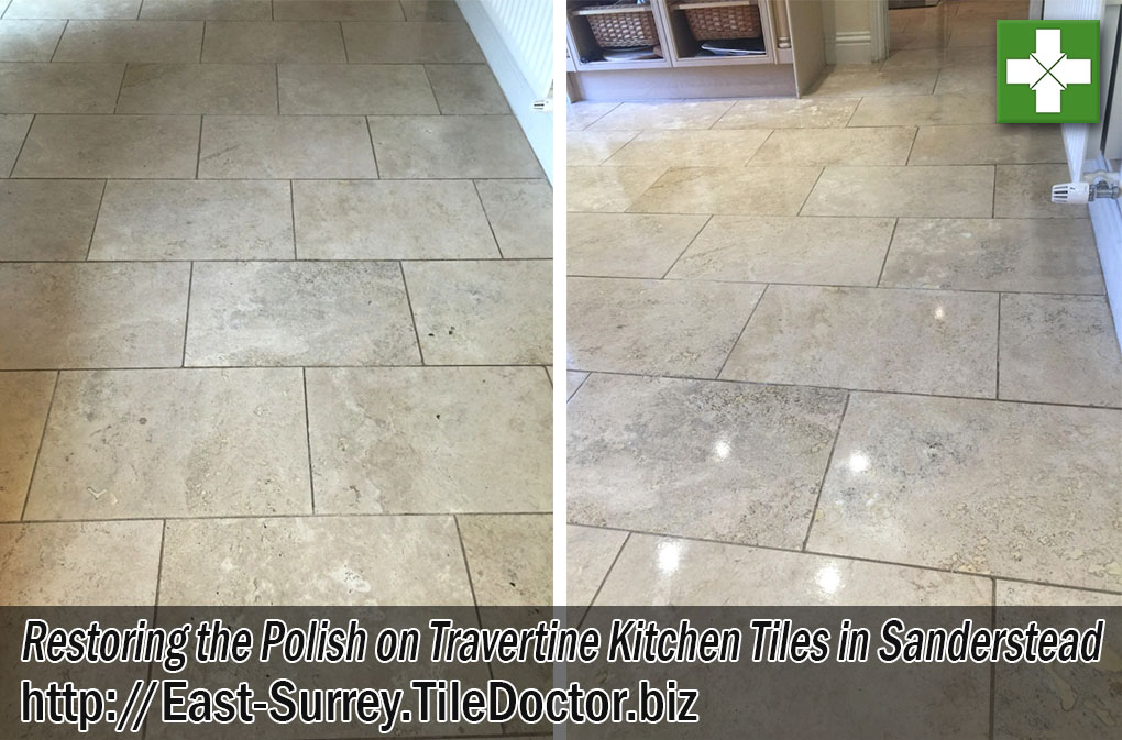 Travertine Kitchen Floor Before and After Renovation in Sanderstead