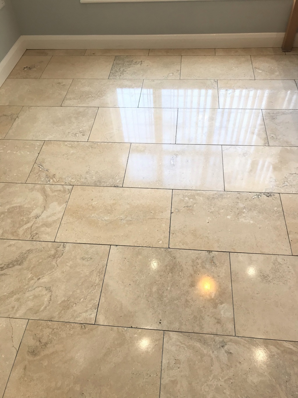 Travertine Kitchen Floor Tiles After Cleaning Stoke on Trent