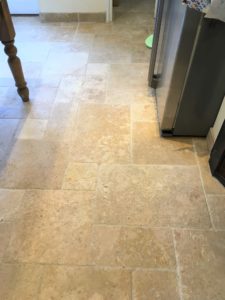 Travertine Tiled Kitchen Floor After Cleaning Shepperton