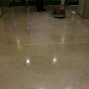 Travertine Tiled Floor During Polishing Nationwide Building Society Bournemouth