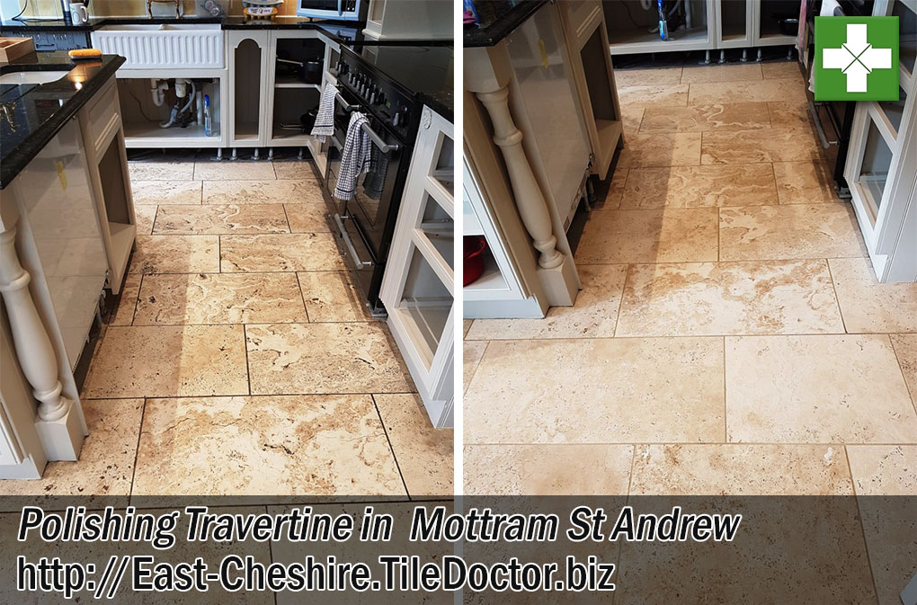 Travertine Floor Tiles Before After Polishing Mottram St Andrew