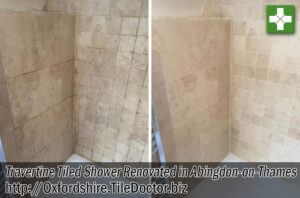 Travertine Tiled Shower Before After Renovation Abingdon
