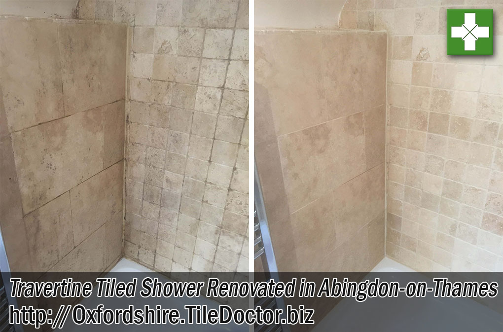 Travertine Tiled Shower Before After Renovation Abingdon