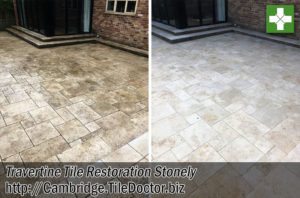 Travertine Tiled Patio Floor Restoration in Stonely