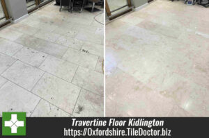 Travertine Salon Floor Before and After Restoration Kidlington