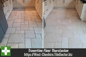 Travertine Kitchen Floor Renovated in Thurstaston Wirral1