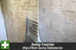 Travertine Tiled Wall Before After Replacing Sealer Weybridge