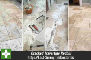 Cracked Travertine Kitchen Floor Repair in Redhill