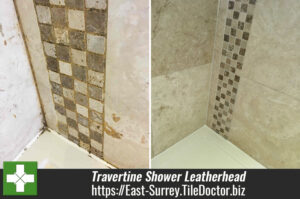 Travertine Tiled Shower Cubicle Renovation Leatherhead