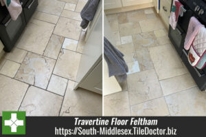 Travertine Tiled Kitchen Floor Renovation Feltham